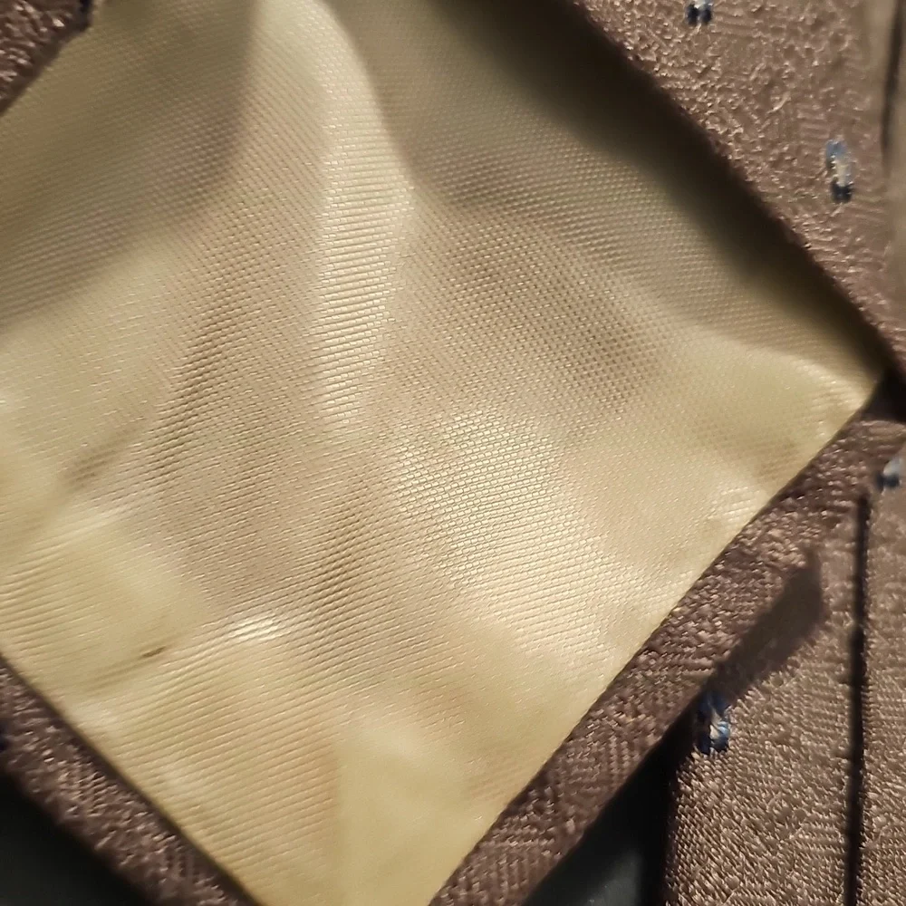 Wembley The‎ Original Leatherback Brown Tie with Small Silver Microdots